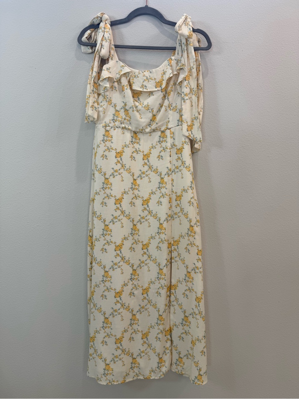 Cake Cream Maxi Dress with Yellow Floral Print